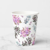 Elegante bloemige bruidsbruiloft papieren beker (Achterkant)