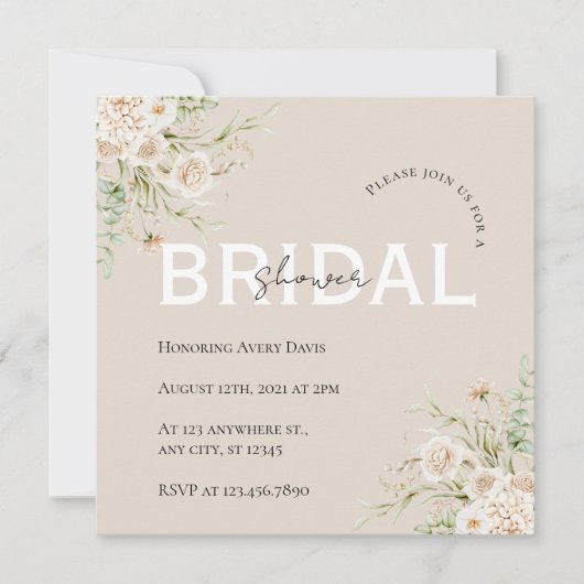 Elegante bloemige bruidsbruiloft Save The Date (Voorkant)