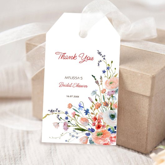 Elegante bloemige bruidsdouche bedankje cadeaulabel