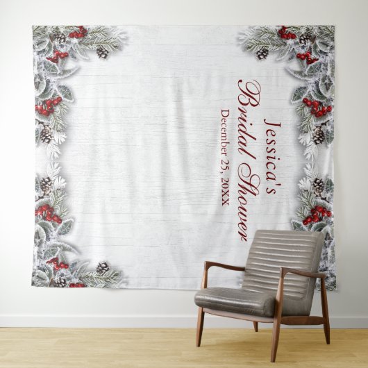 Elegante bloemige bruidsdouche fotohokje achtergr wandkleed (In Situ (horizontaal))