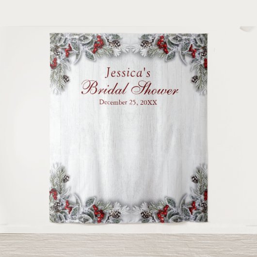 Elegante bloemige bruidsdouche fotohokje achtergr wandkleed (Voorkant)