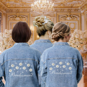 Elegante bloemige bruidsmeisje denim jas jacket