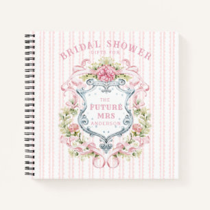 Elegante bloemige bruidsshower-wapen notitieboek