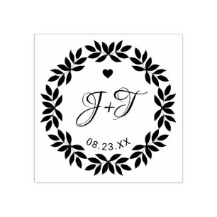 Elegante Bloemige Bruiloft Rubberstempel