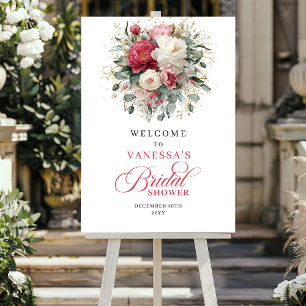 Elegante bloemige bruiloftsshower welkomstbord pos poster