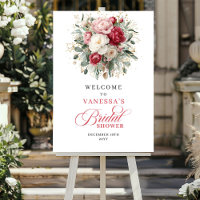 Elegante bloemige bruiloftsshower welkomstbord sja