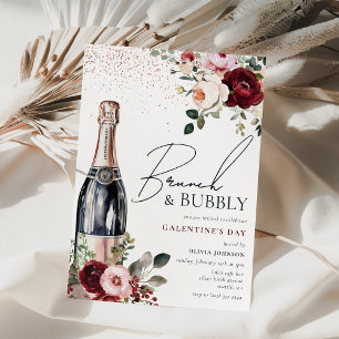 Elegante bloemige brunch en bubbels Galentines Kaart