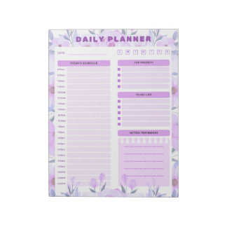 Elegante Bloemige Dagelijkse Planner Notitieblok