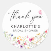 Elegante Bloemige Dankjewel Bruidsfeestje Ronde Sticker (Voorkant)