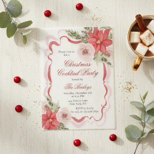 Elegante Bloemige Flirtige Kerst Chtailparty Vellum Uitnodigingen