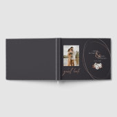 Elegante bloemige foto zwart gastenboek (Volledig)