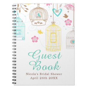 Elegante bloemige gele en roze bruidsdouche notitieboek