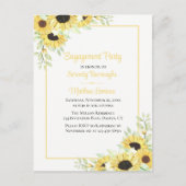 Elegante bloemige gele zonnebloemen verlovingsfees uitnodiging briefkaart (Voorkant)