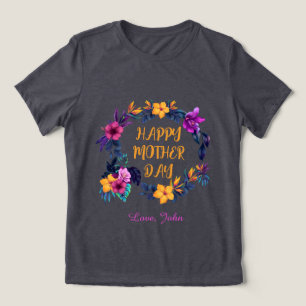 Elegante Bloemige Gelukkige Moederdag Met Eigen Na Tri-Blend Shirt