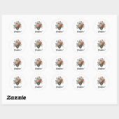 Elegante bloemige gepersonaliseerde bedankje ronde sticker (Vel)