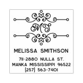 Elegante bloemige gepersonaliseerde monogram adres 	rubberstempel (Afrduk)