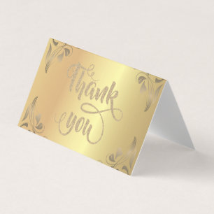 Elegante bloemige gouden glitters dankkaart visitekaartjes
