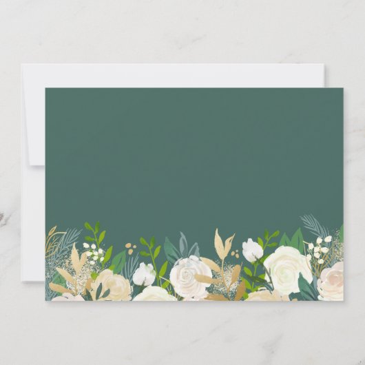 Elegante Bloemige Groene Afstudeerfeest Kaart (Achterkant)