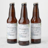 Elegante bloemige groene winterbruiloft bier etiket (Flessen)