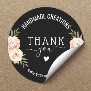 Elegante Bloemige Handgemaakte Zakelijke Dankjewel Ronde Sticker