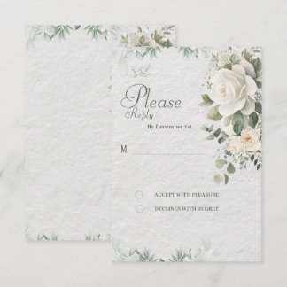 Elegante Bloemige Huwelijks RSVP Kaart