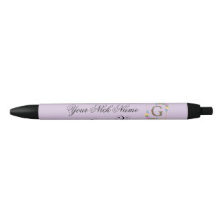 Elegante bloemige initiaal G Zwarte Inkt Pen