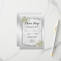 Elegante bloemige juweel, Zilver omlijst huwelijks