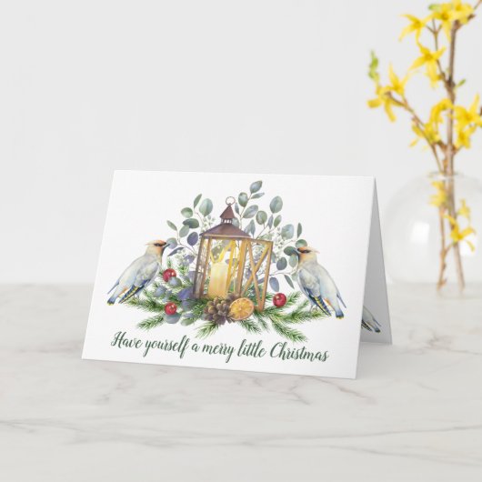 Elegante bloemige Kerstkaars vogel Mok Kaart (Gele Bloem)