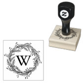 Elegante bloemige krans monogram rubberstempel (Gestempeld)
