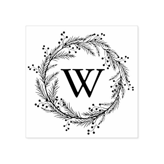 Elegante bloemige krans monogram rubberstempel (Afrduk)