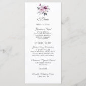 Elegante bloemige lavendelblauwe bruiloft menu (Voorkant)