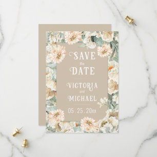 Elegante Bloemige Moderne Bruiloft Save The Date