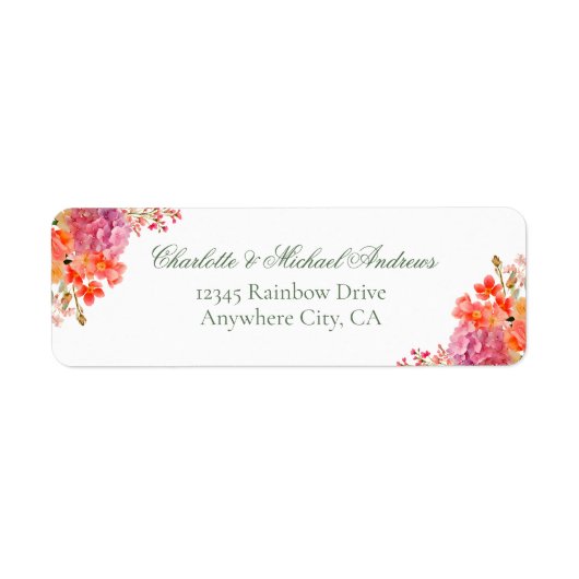 Elegante Bloemige Monogram Script Bruiloft Etiket (Voorkant)