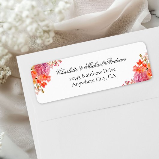 Elegante bloemige monogram script bruiloft etiket