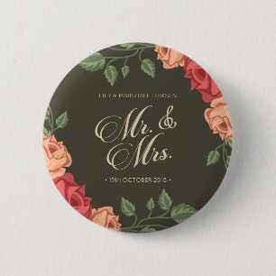 Elegante bloemige Mr & Mrs bruiloft Speldje