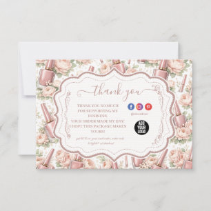 Elegante Bloemige Nagelstylist Bedrijfsidentiteit Bedankkaart