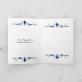 Elegante bloemige navy-blauwe kant bedankkaart (Binnen)