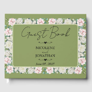 Elegante Bloemige Omhelzing Bruiloft Gastenboek