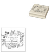 Elegante bloemige paar naam rubberstempel (Gestempeld)