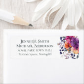 Elegante Bloemige Paarse Sinaasappelkleurige Bruil Etiket (Insitu)