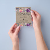 Elegante Bloemige Paarse Sinaasappelkleurige Bruil Flyer (Hand)