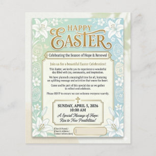 Elegante bloemige paaszondag viering kerk flyer