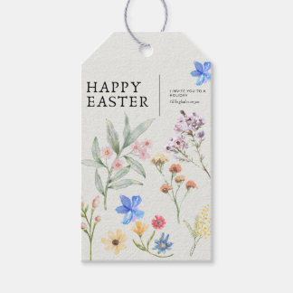 Elegante bloemige Pasen-cadeaubijlage Cadeaulabel