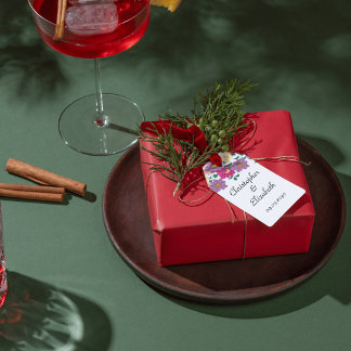 Elegante Bloemige Persoonlijke Huwelijk Cadeaulabel