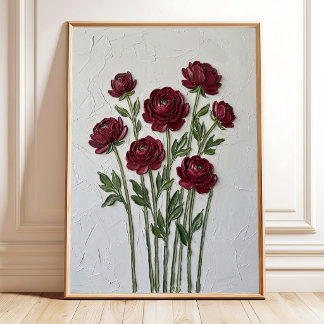 Elegante bloemige ranunculus-muurkunst canvasprint poster
