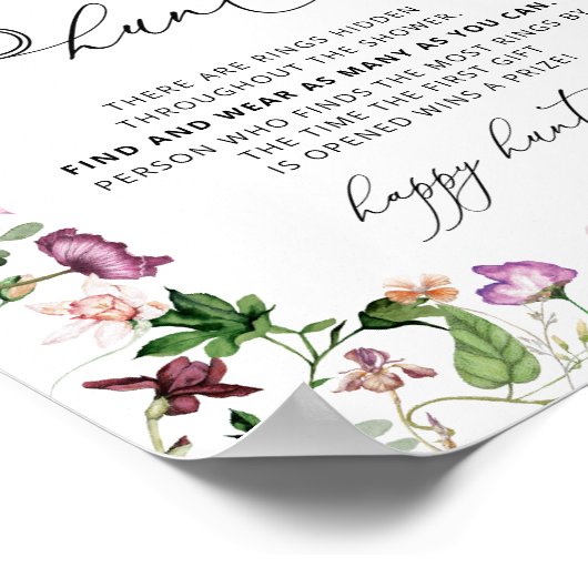 Elegante Bloemige Ringjacht Bruidsfeest Spel Bord Poster (Hoek)