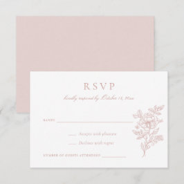 Elegante Bloemige Roze Huwelijks-RSVP Uitnodiging