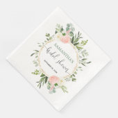 Elegante bloemige roze witte groene goudkleurige b servet (Hoek)