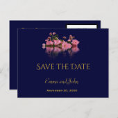 Elegante bloemige save the date-aankondiging postk feestdagenkaart (Voorkant / Achterkant)