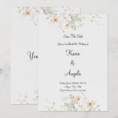 Elegante Bloemige Save The Date Bruiloft Kaart (Voorkant / Achterkant)